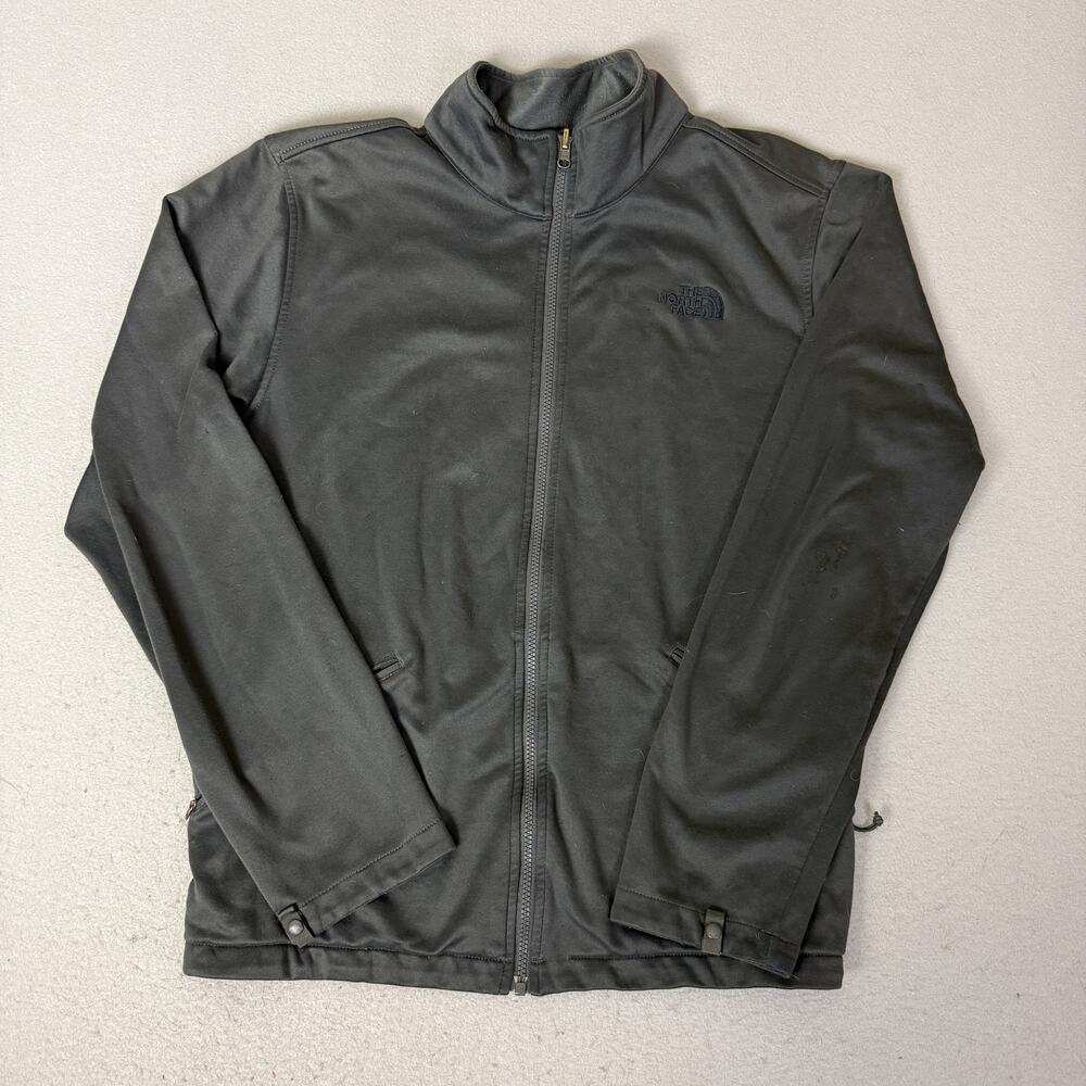 The North Face Mens L/G Black Softshell Full Zip Jacket Fleece Lined Polyester
